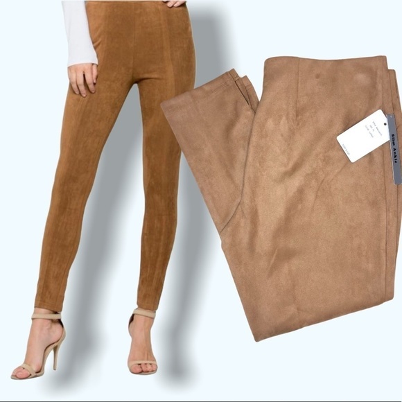 NWT Zac & Rachel Suede Tan Slim Ankle Pant Sz XL - Picture 1 of 7